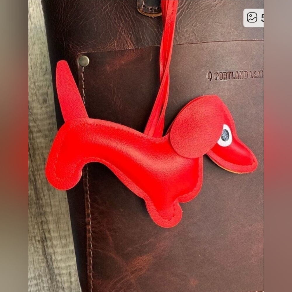 Dachshund Dog Bag Charm- Red with Tan accents - Picture 7 of 7